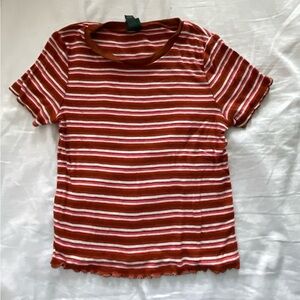 Wild Fable Red Fitted Ribbed Short Sleeve Tee